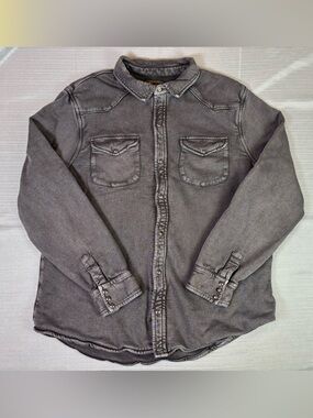 Lucky Brand Shirt Jacket Shacket XL Grey Waffle Lined Heavy Workwear